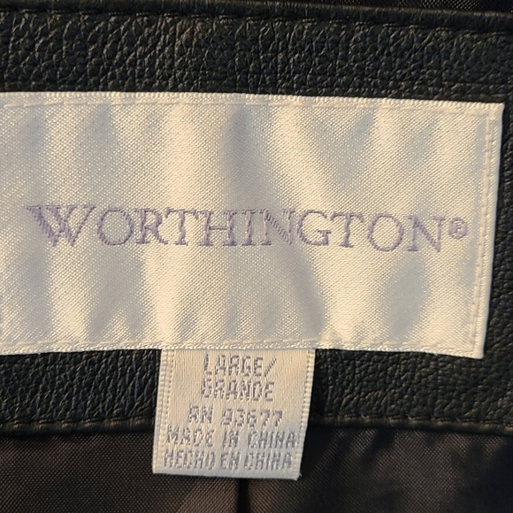 Worthington size L black leather coat - Picture 2 of 8